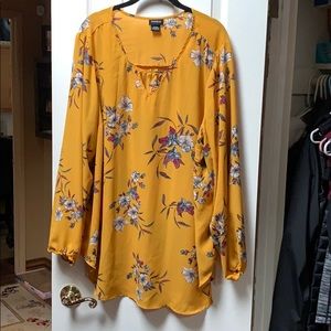 Long sleeve marigold top with flowers